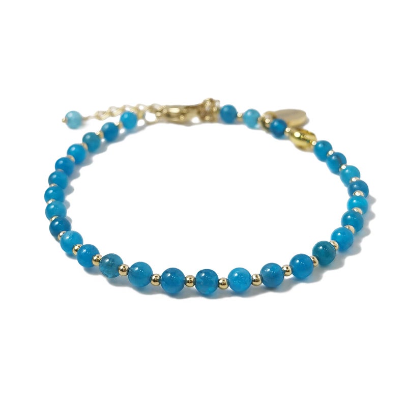 Morchic 3mm Blue Apatite Tiny Beads Bracelet for Women, Adjustable 7.1" Dainty Handmade Energy Gem Jewelry, Birthday Gift - Image 1